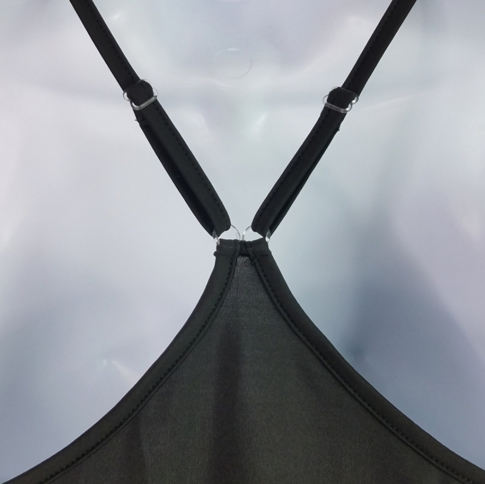 Black Lace Tank Top With Removable Racerback Camisole - Picture 14 of 16
